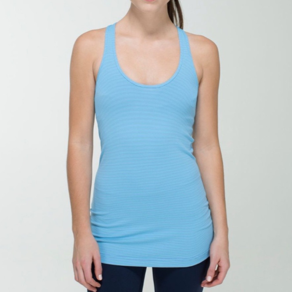 Lululemon Cool Racerback Tank Top Tonka Stripe Angel Blue Lullaby Luon Light
